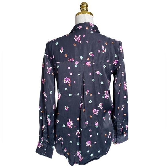 & OTHER STORIES Black Floral Print Satin Button Down Blouse Shirt Women’s Size 4 - Picture 8 of 14